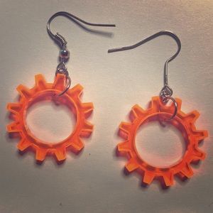 Fluorescent Translucent Acrylic Gear Earrings ⚙️